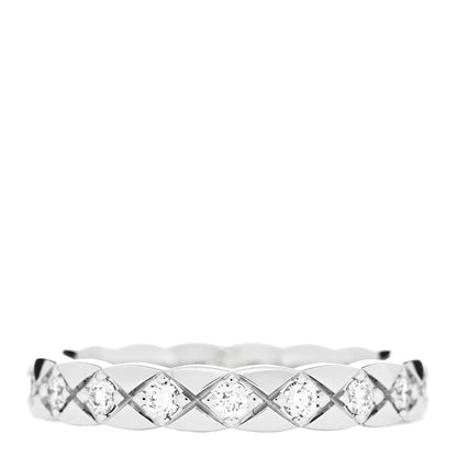 Chanel 18K White Gold Diamond Mini Coco Crush Ring 52 6 1 of 5
