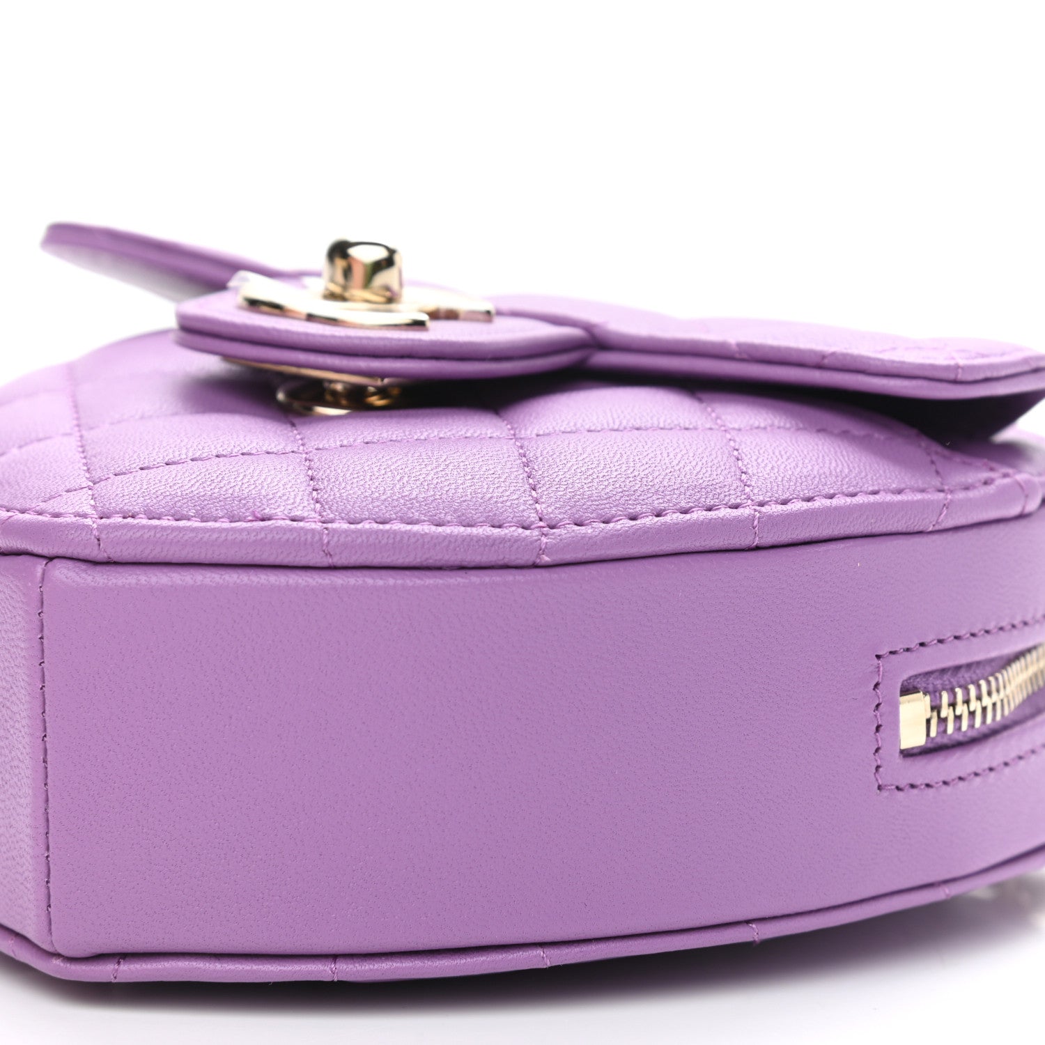 Chanel Lambskin Quilted CC In Love Heart Clutch With Chain Purple 10 of 11