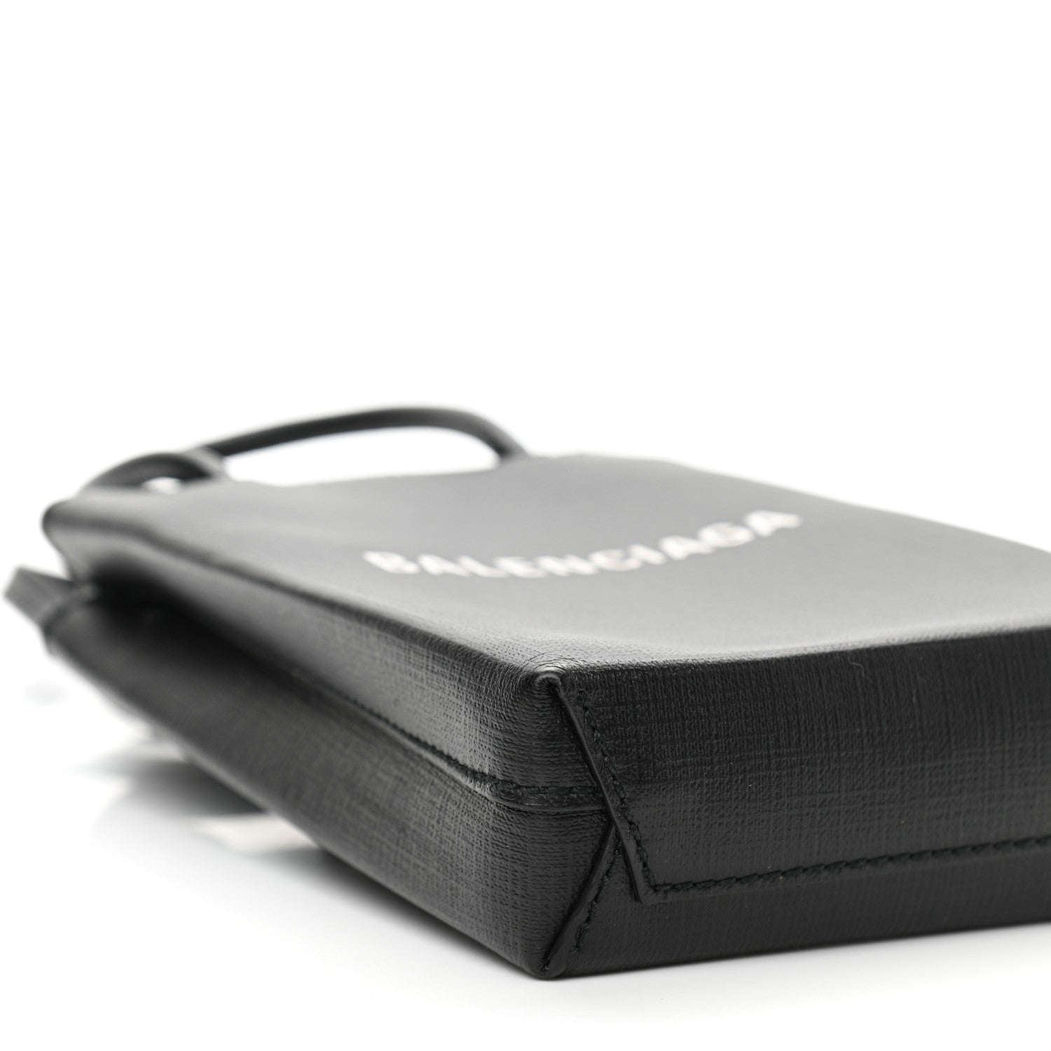 Balenciaga Squared Calfskin Logo Shopping Phone Holder Bag Black 8 of 9