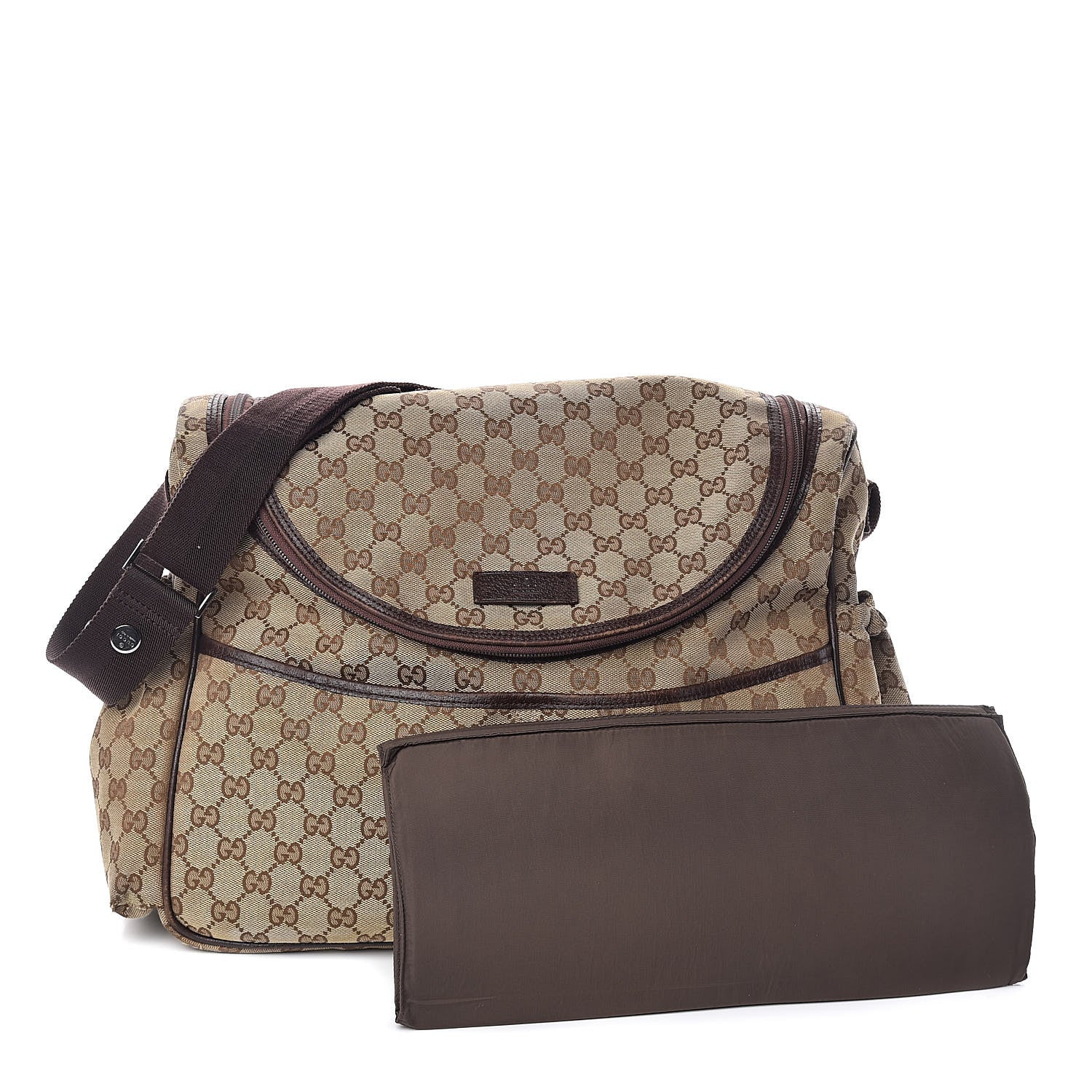 Gucci Monogram Natural Pigskin Large Diaper Bag Beige Ebony Cocoa Dark Chocolate 1 of 10