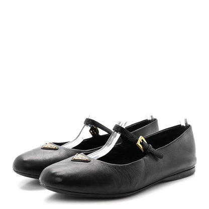 Prada Nappa Metal Triangle Logo Ballet Flats 39 Black 4 of 10