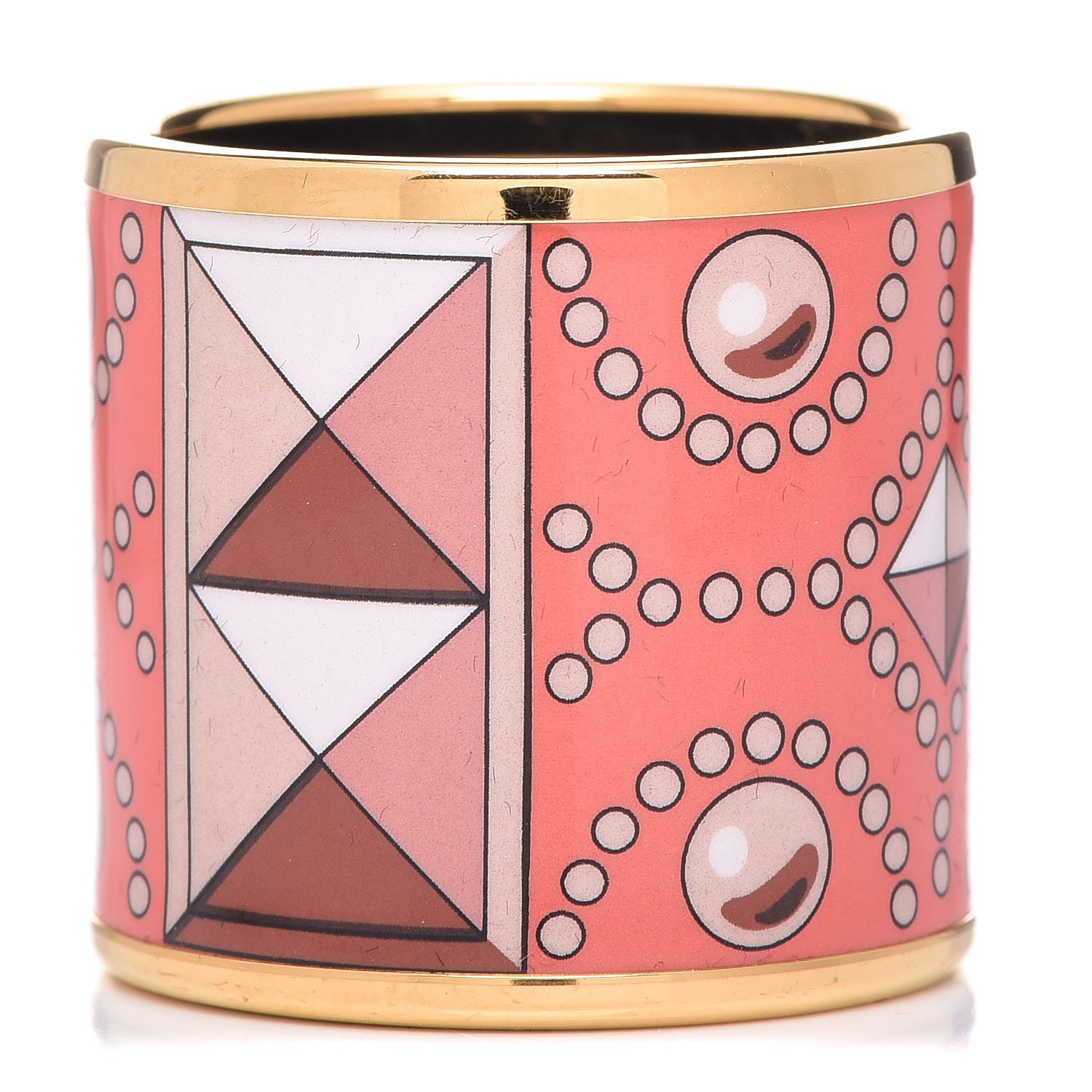 Hermes Enamel Printed Gold Plated Collier de Chiens Scarf Ring 1 of 6