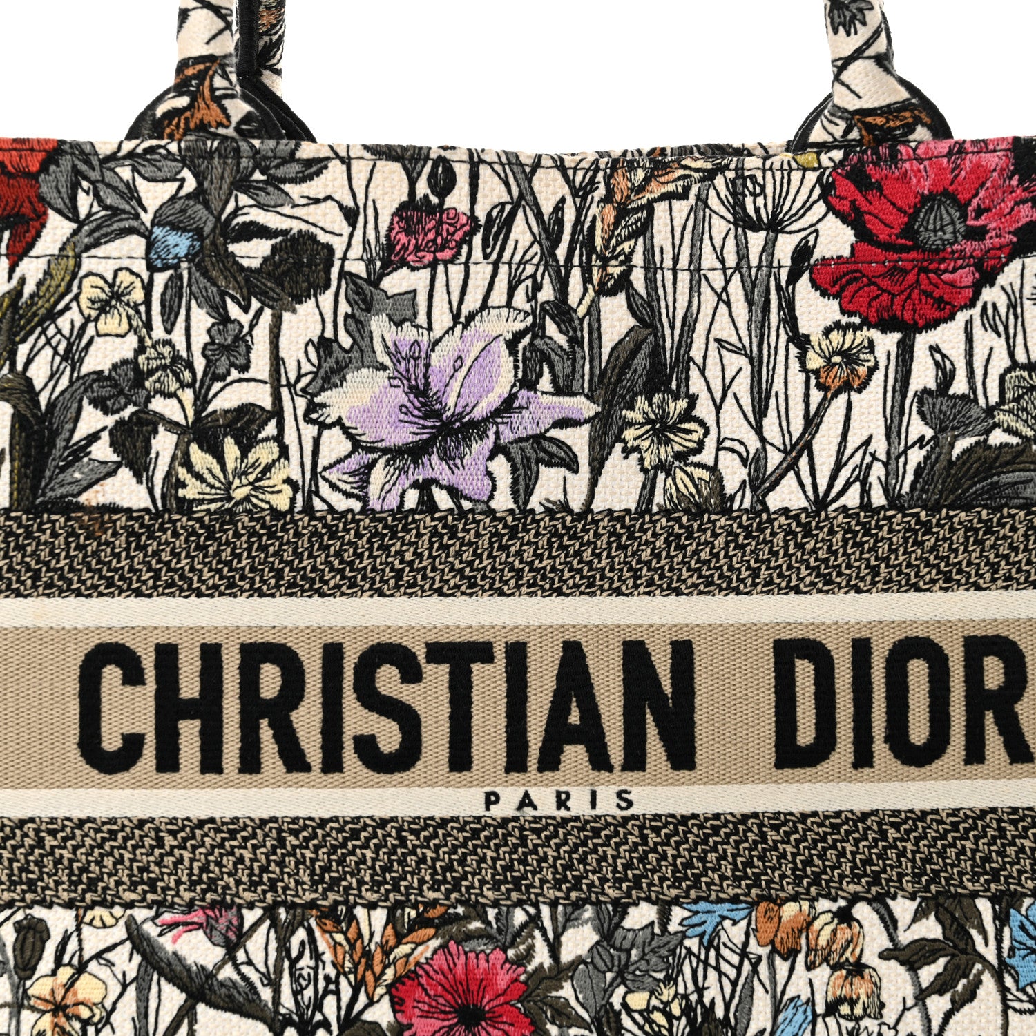 Christian Dior Canvas Embroidered Medium Mille Fleurs Book Tote Multicolor 8 of 15