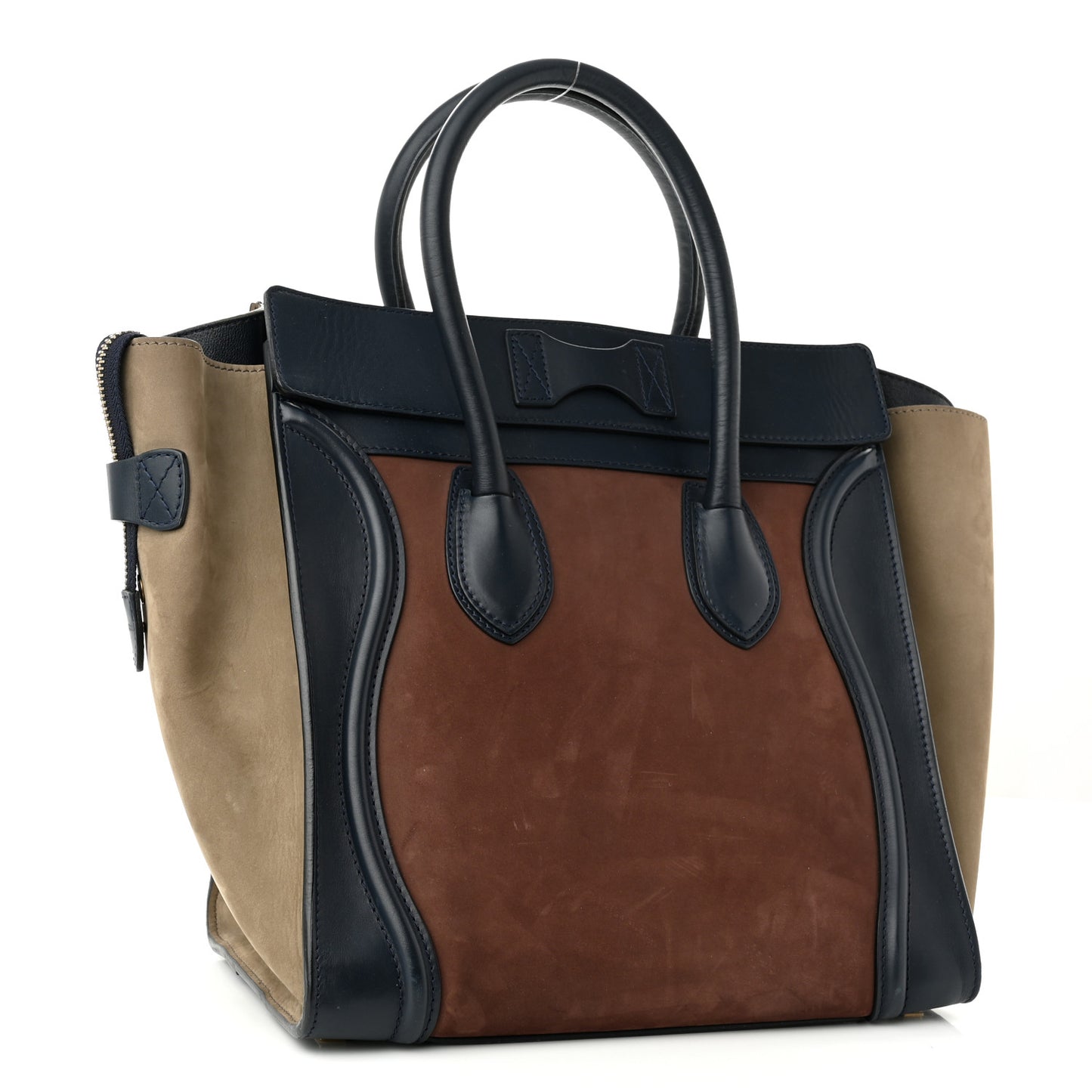 Nubuck Smooth Calfskin Mini Tri-Color Luggage Marron