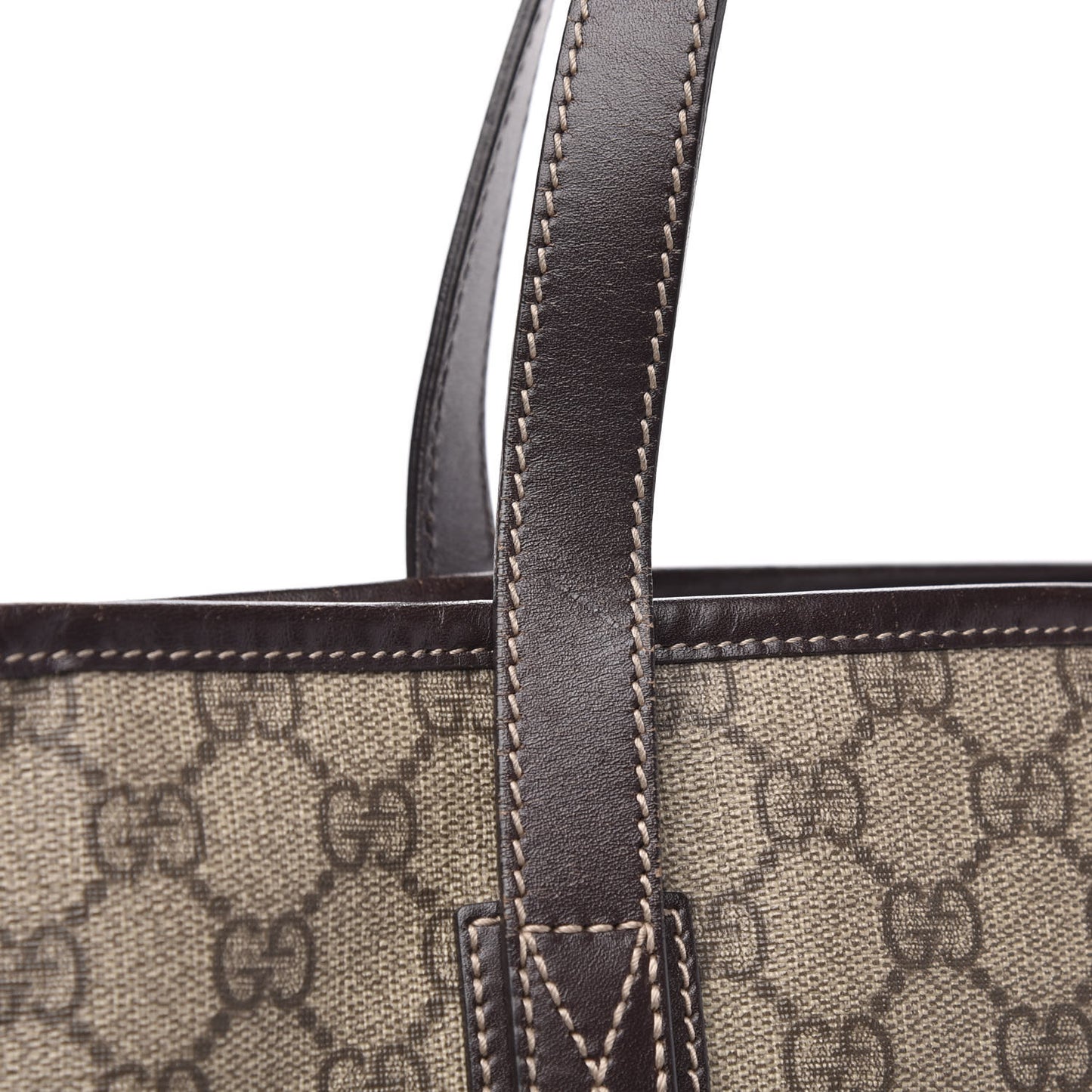 GG Supreme Monogram Medium Zippered Shopping Tote Dark Brown