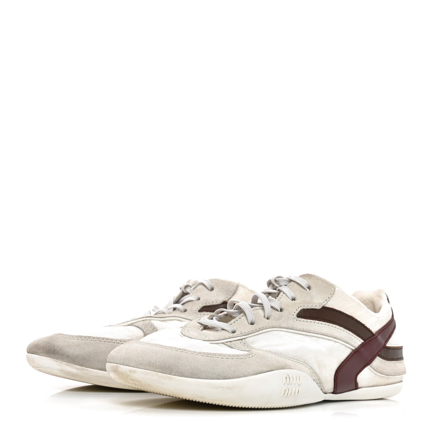 Technical Fabric Suede Gymnasium Sneakers 38 White Burgundy