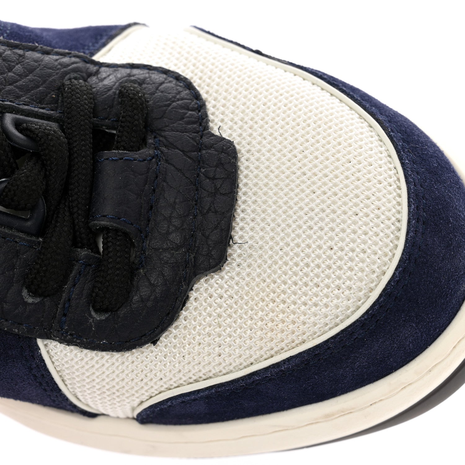 Chanel Suede Fabric Grained Calfskin Womens CC High Top Sneakers 37 White Navy 12 of 21