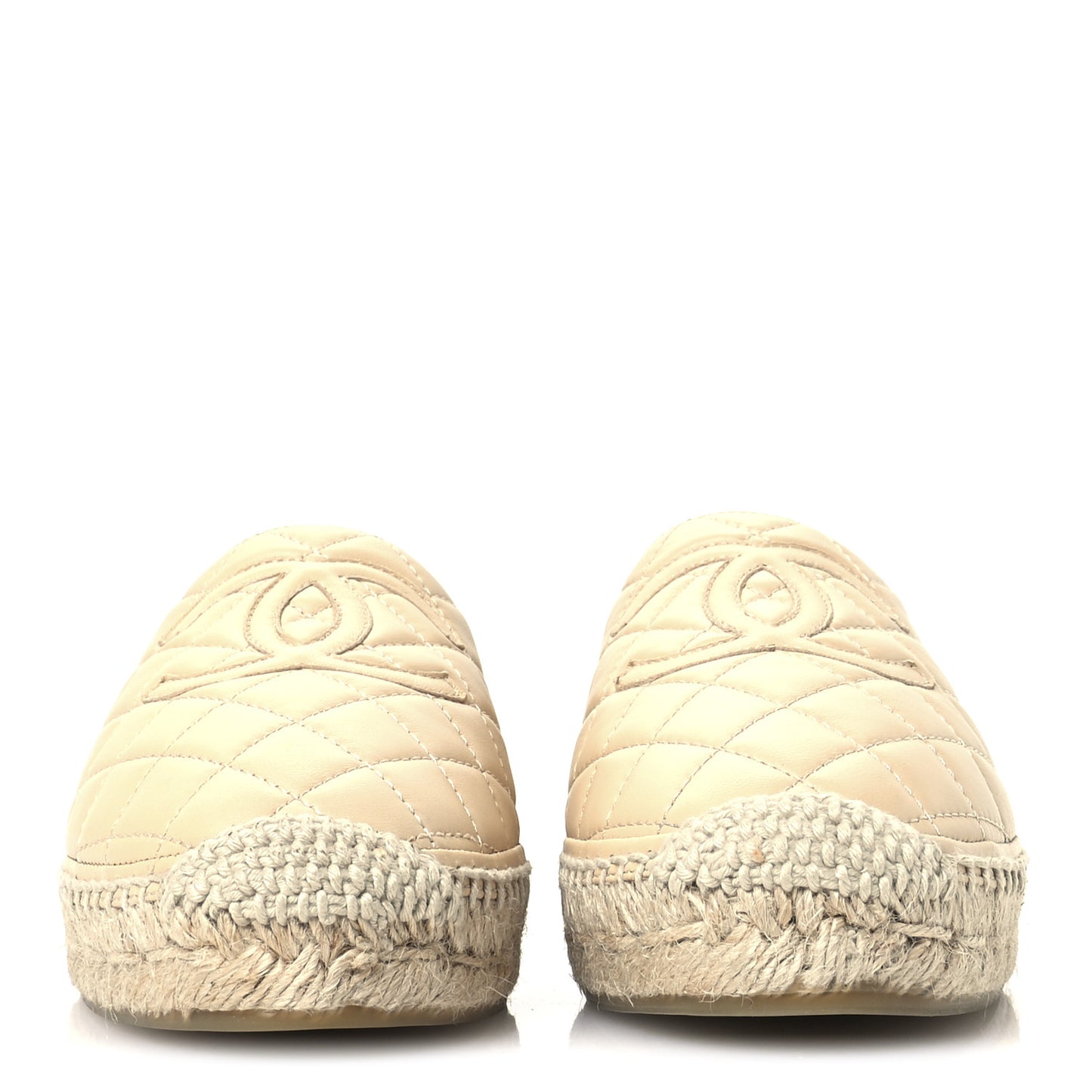 Lambskin Quilted CC Espadrilles 39 Beige