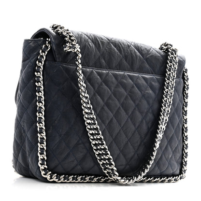 Chanel Washed Lambskin Quilted Maxi Chain Around Flap Navy 2 of 14