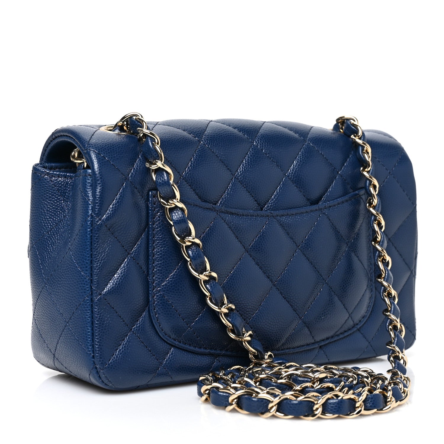 Chanel Caviar Quilted Mini Rectangular Flap Dark Blue 2 of 8