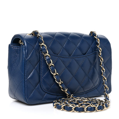 Chanel Caviar Quilted Mini Rectangular Flap Dark Blue 2 of 8