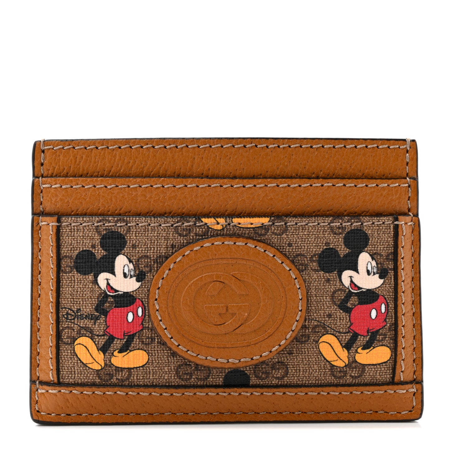 X DISNEY Mini Vintage GG Supreme Monogram Mickey Mouse Card Holder Beige Vintage Sun Oil