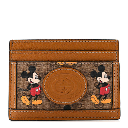 Gucci X DISNEY Mini Vintage GG Supreme Monogram Mickey Mouse Card Holder Beige Vintage Sun Oil 1 of 8