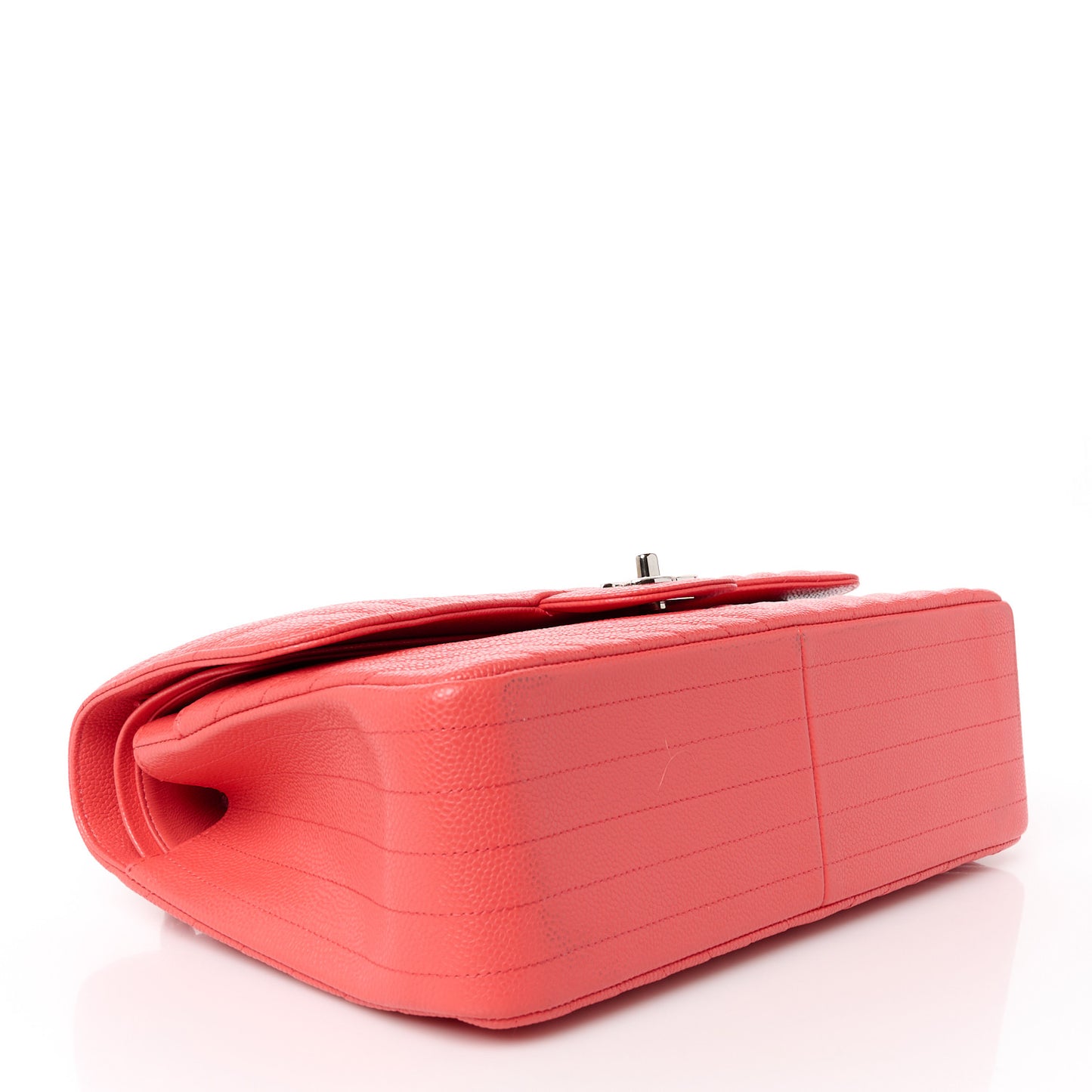 Caviar Chevron Quilted Jumbo Double Flap Coral