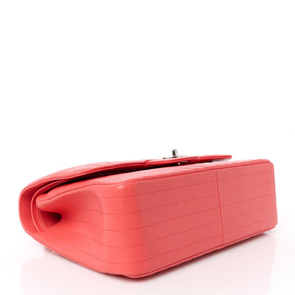 Chanel Caviar Chevron Quilted Jumbo Double Flap Coral 4 of 11