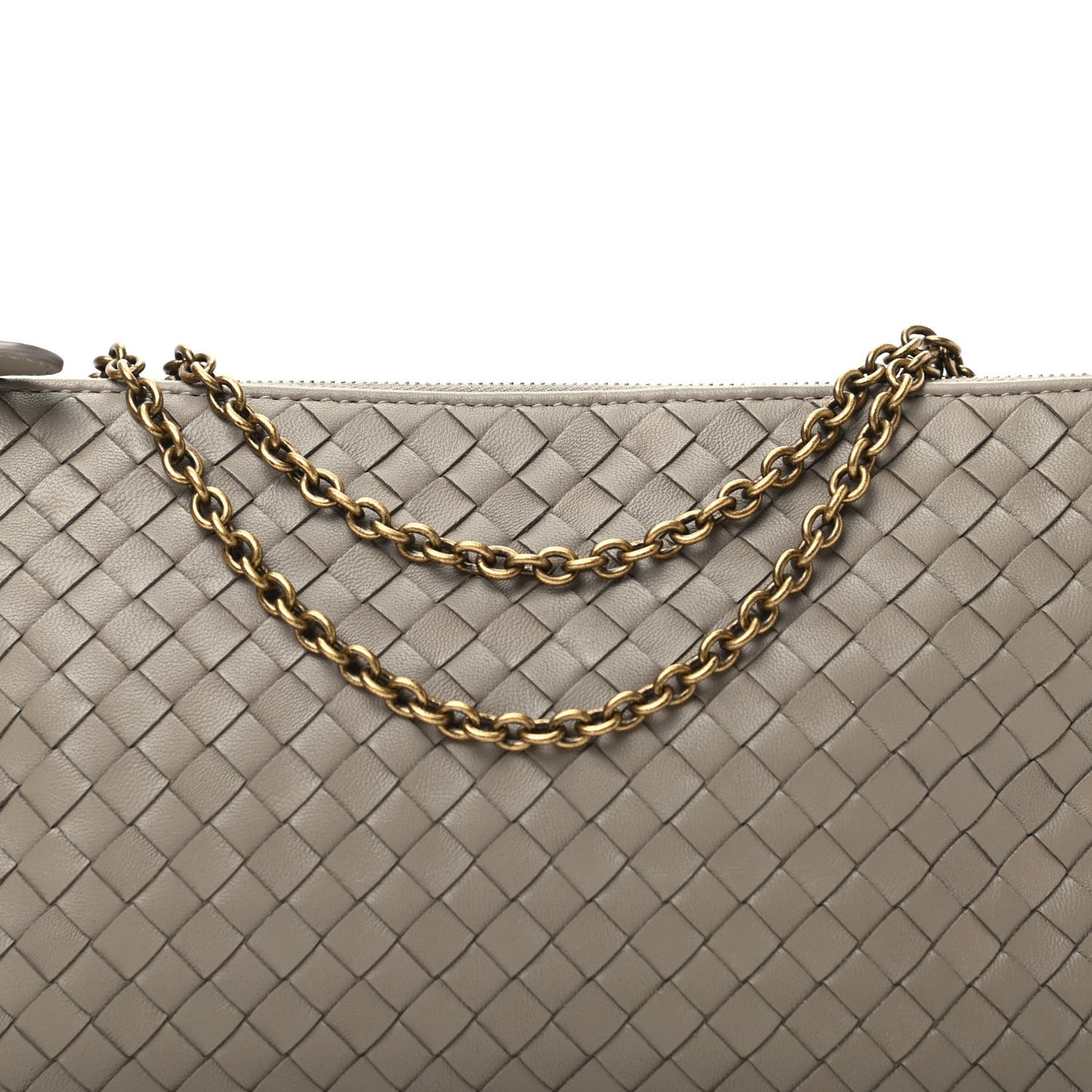 Nappa Intrecciato Crossbody Clutch Bag Limestone
