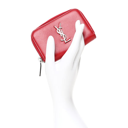 Saint Laurent Calfskin Compact Zip Around Wallet Red 2 of 6