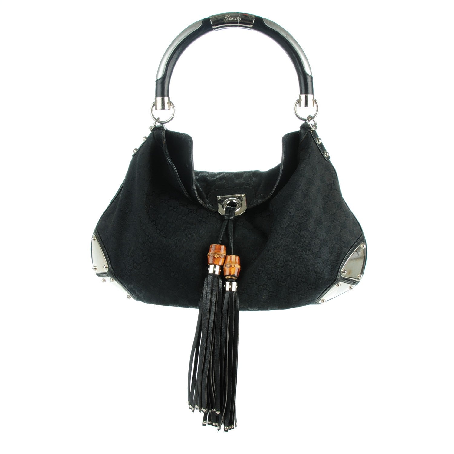 Gucci Monogram Large Indy Top Handle Bag Black 1 of 13