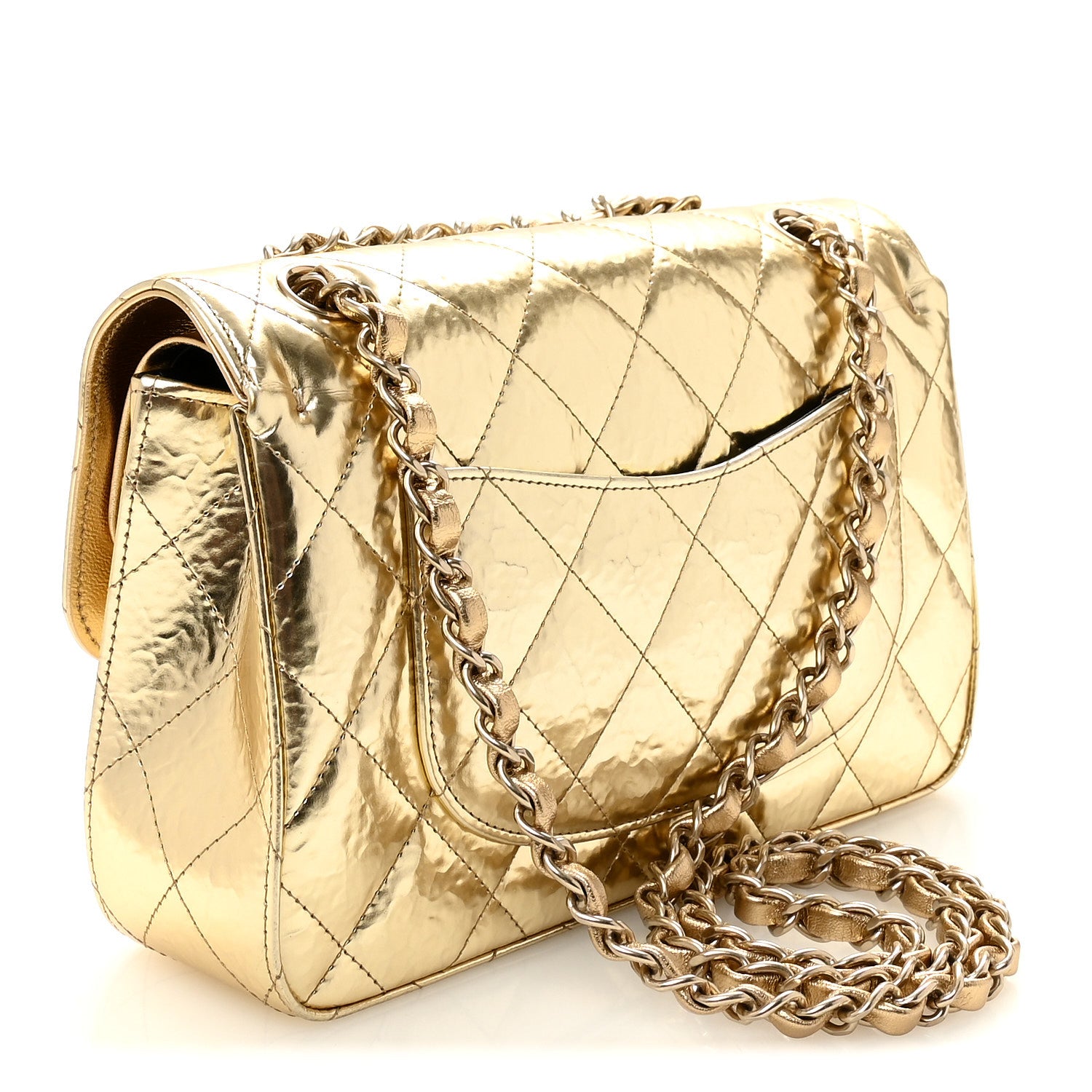 Chanel Hammered Metallic Calfskin Quilted Small Double Flap Gold 3 of 10