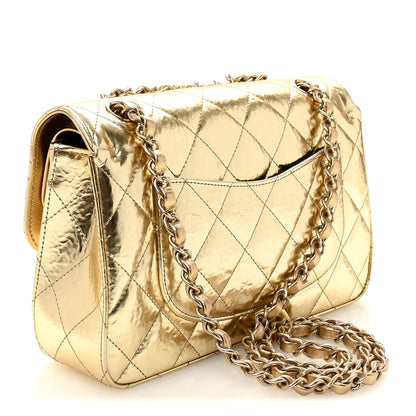 Chanel Hammered Metallic Calfskin Quilted Small Double Flap Gold 3 of 10