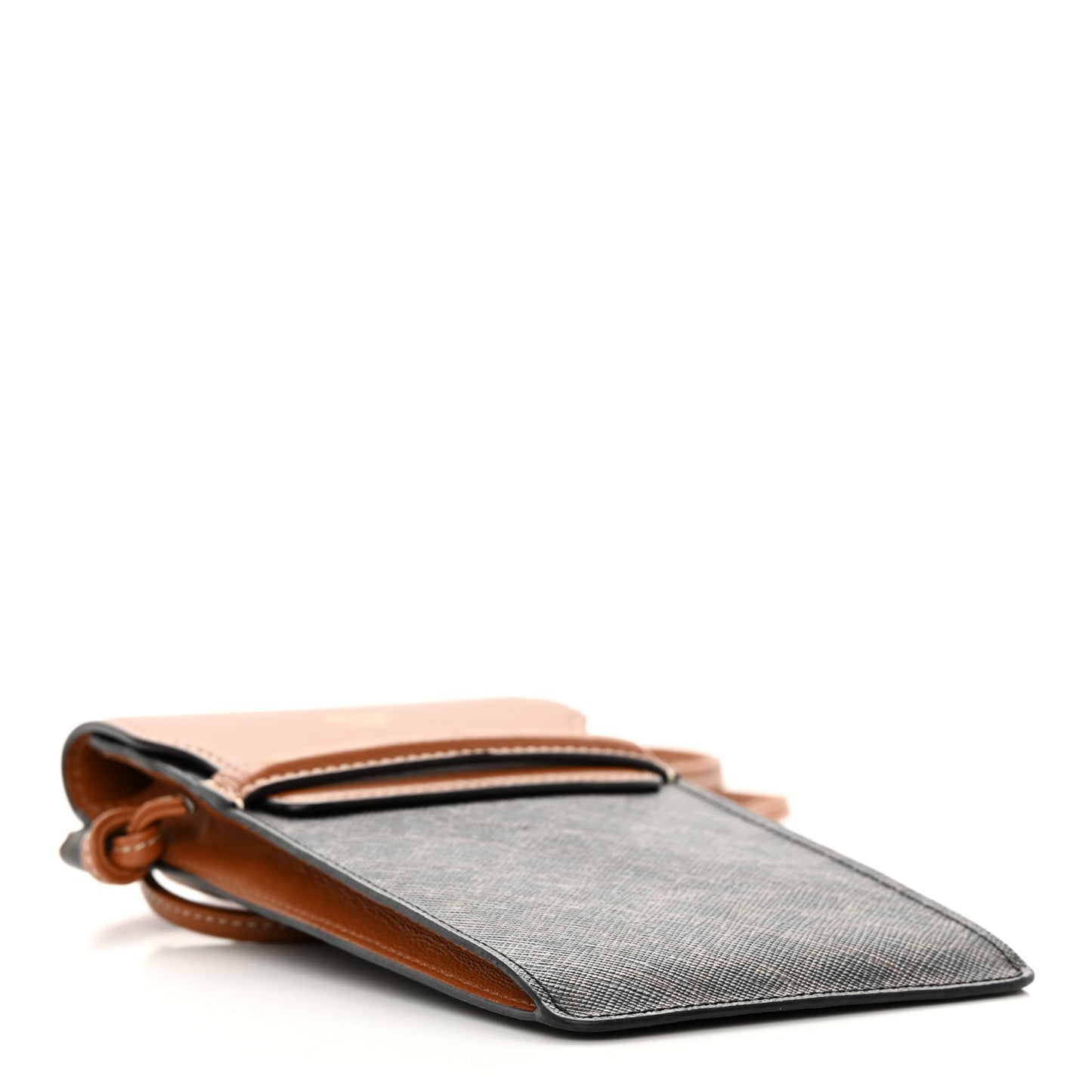 Triomphe Canvas Lambskin Phone Pouch With Flap Tan