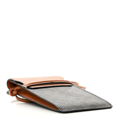 Celine Triomphe Canvas Lambskin Phone Pouch With Flap Tan 4 of 14