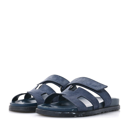 Hermes Suede Goatskin Womens Chypre Sandals 38 Bleu Celeste 4 of 10
