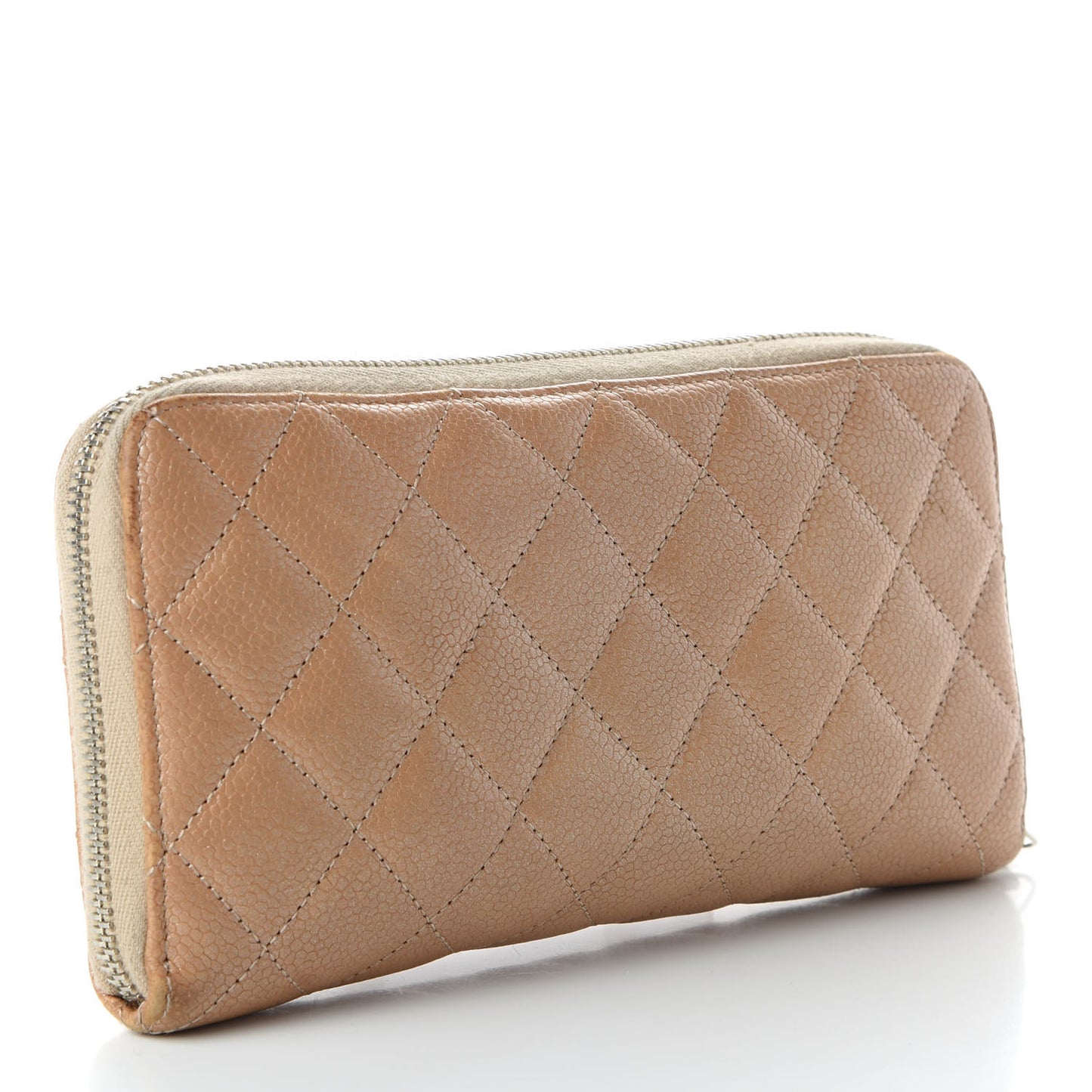 Pearly Caviar Quilted Large Gusset Zip Around Wallet Gold