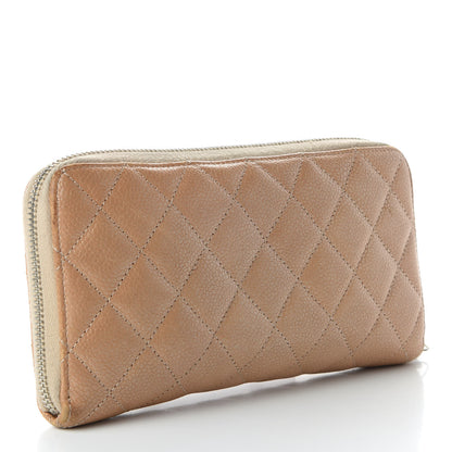 Chanel Pearly Caviar Quilted Large Gusset Zip Around Wallet Gold 3 of 11