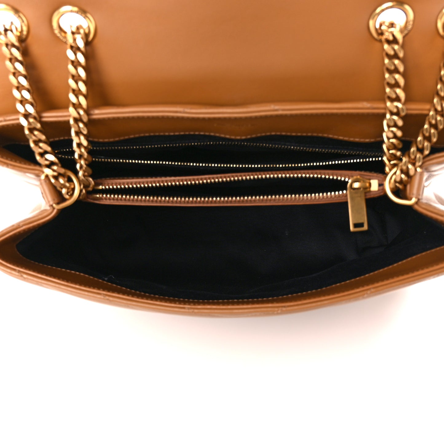 Calfskin Y Quilted Monogram Medium Loulou Chain Satchel Dark Natural