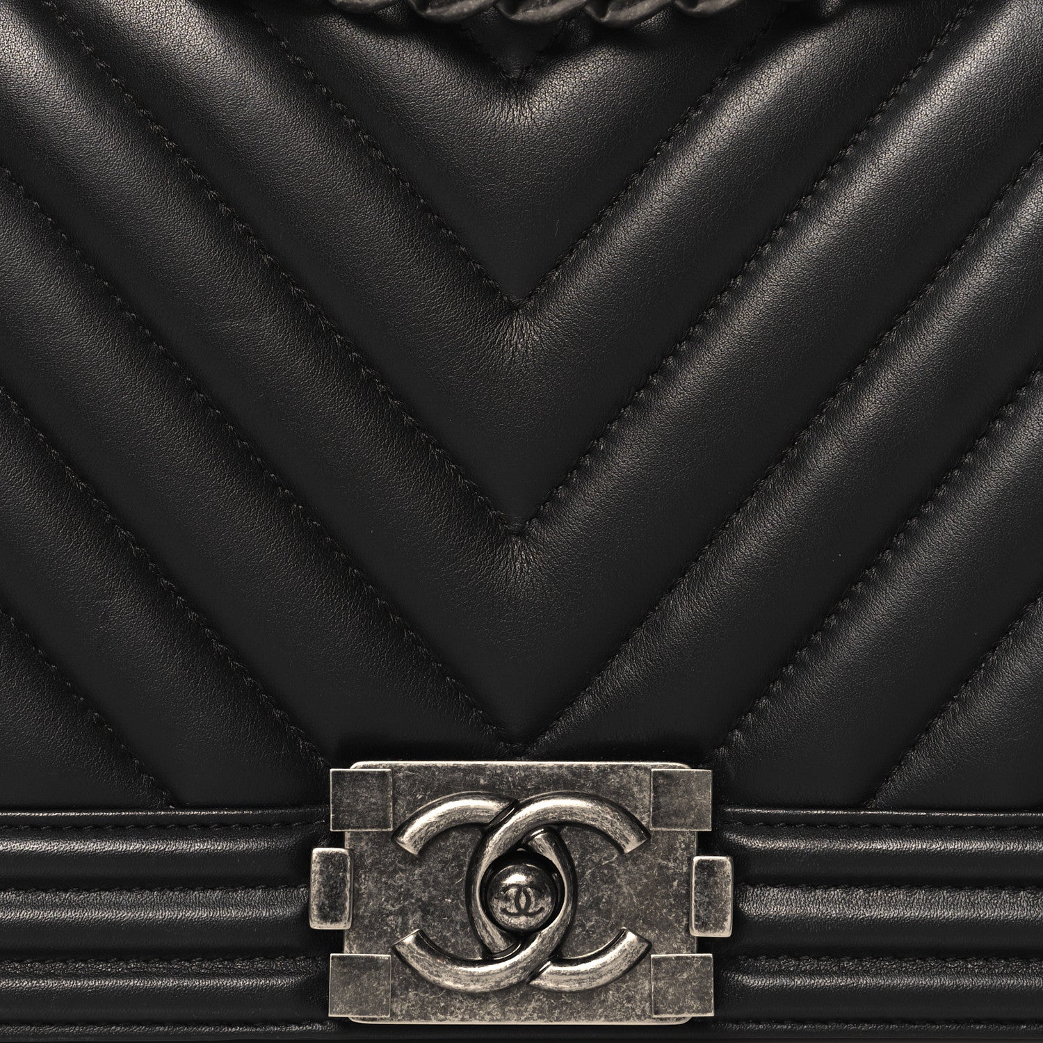 Chanel Lambskin Chevron Quilted Medium Boy Flap Black 8 of 10