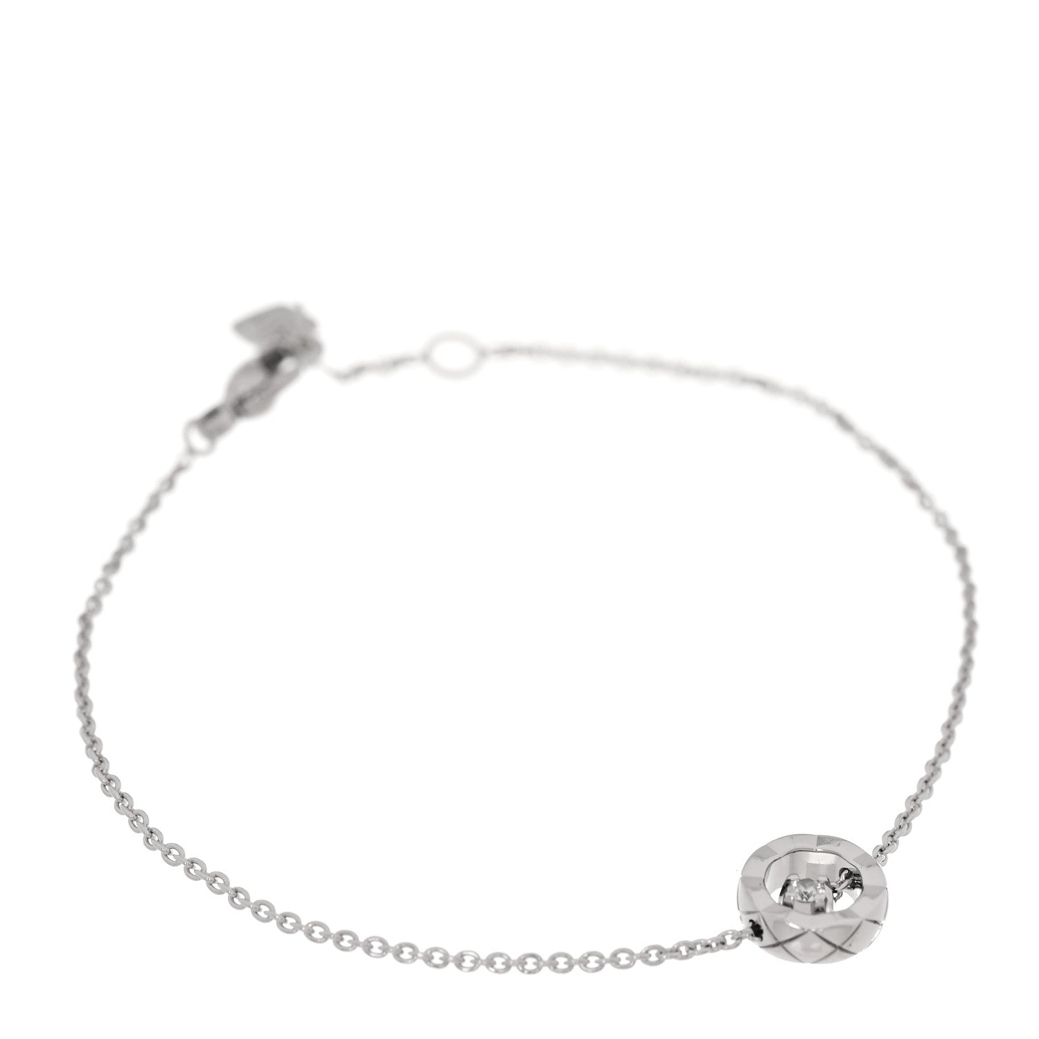 Chanel 18K White Gold Diamond Coco Crush Station Bracelet 1 of 5
