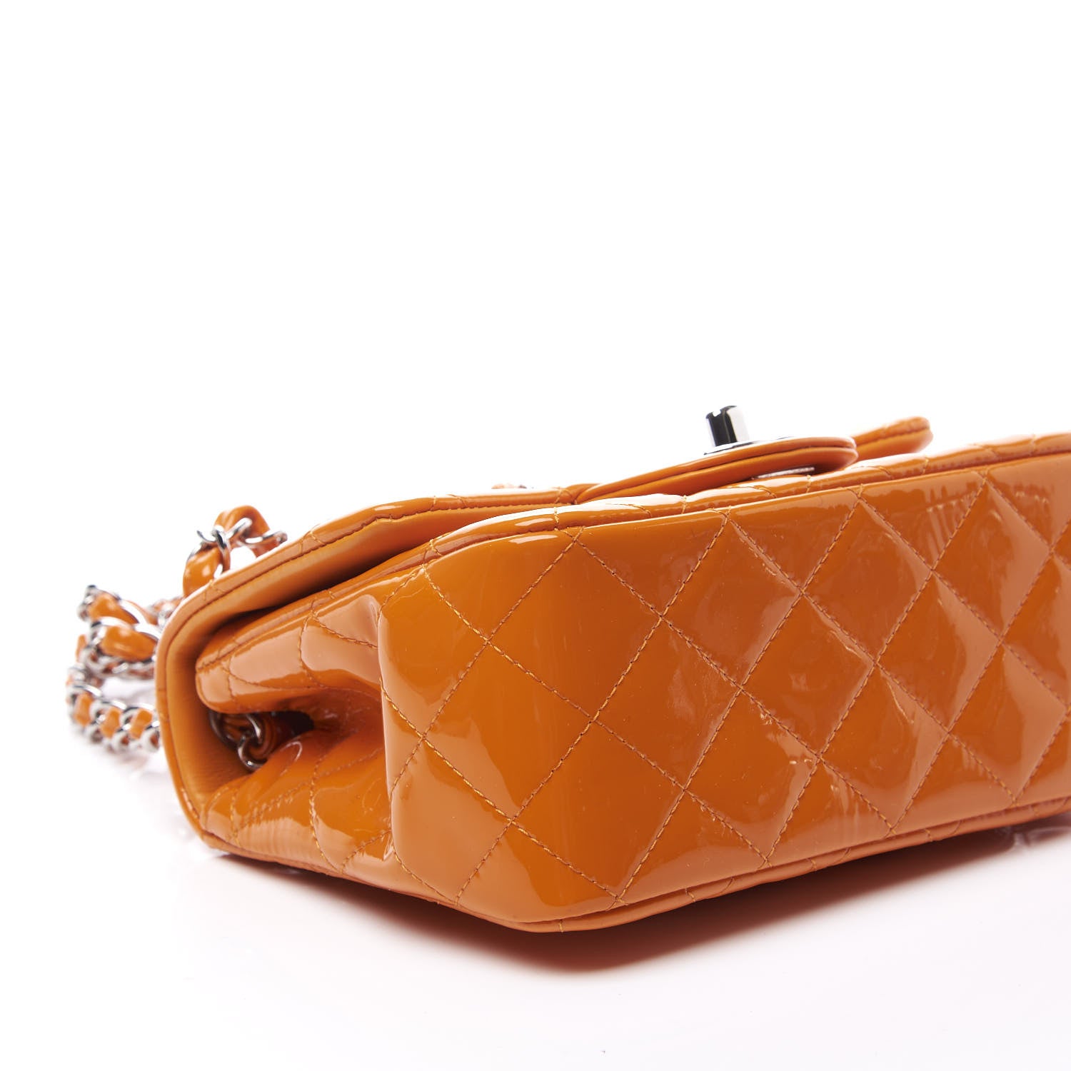 Chanel Patent Quilted Mini Square Flap Orange 5 of 10