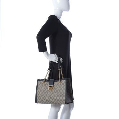 Gucci GG Supreme Monogram Medium Padlock Tote Black 2 of 10