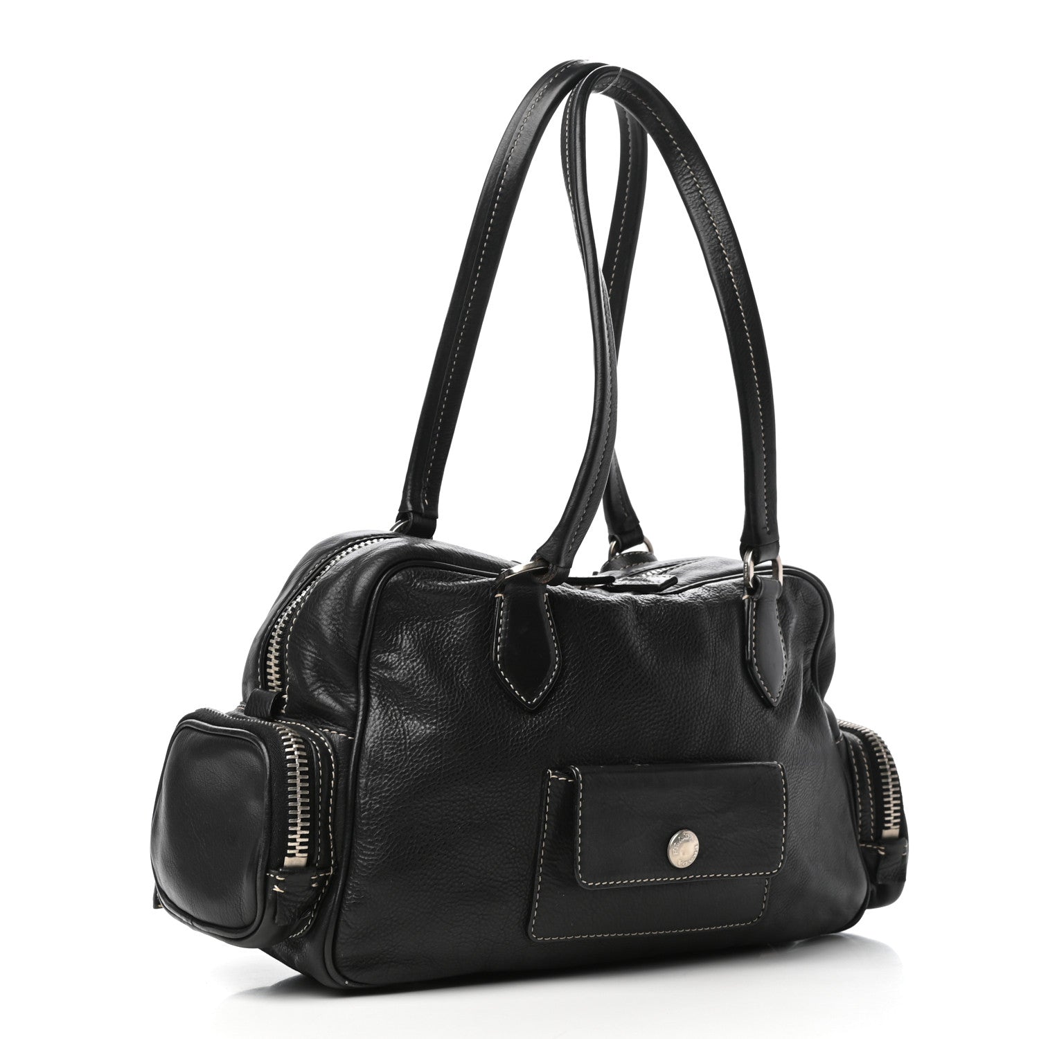 Prada Vitello Daino Satchel Black 3 of 10
