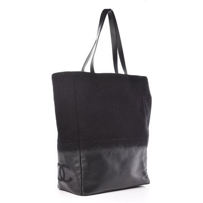 Chanel Wool Calfskin Sport North South Tote Black 3 of 9