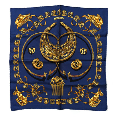 Hermes Silk Mousseline Les Cavaliers D'Or Pocket Scarf 45 1 of 6