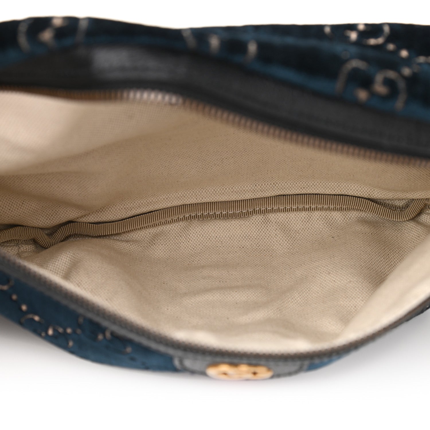 Gucci Velvet GG Monogram Web Belt Bag Blue Beige 5 of 10
