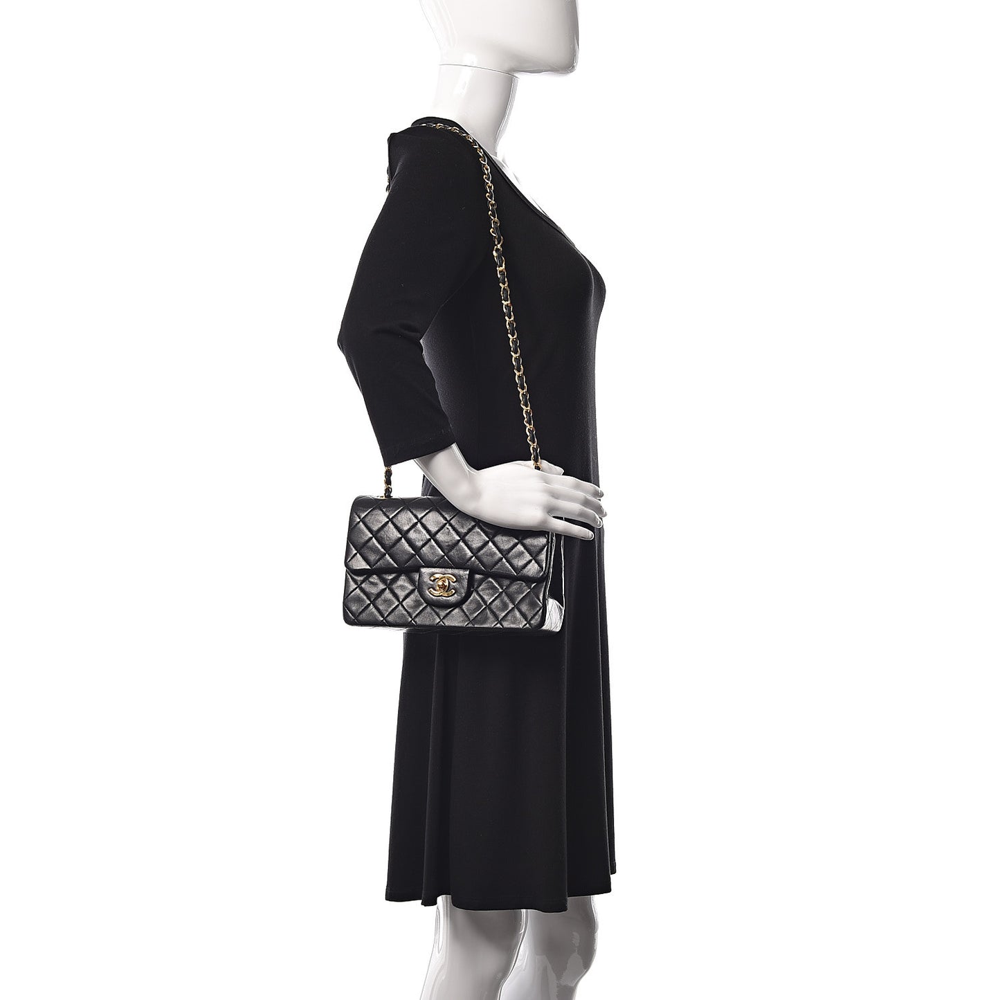 Lambskin Quilted Small Double Flap Black