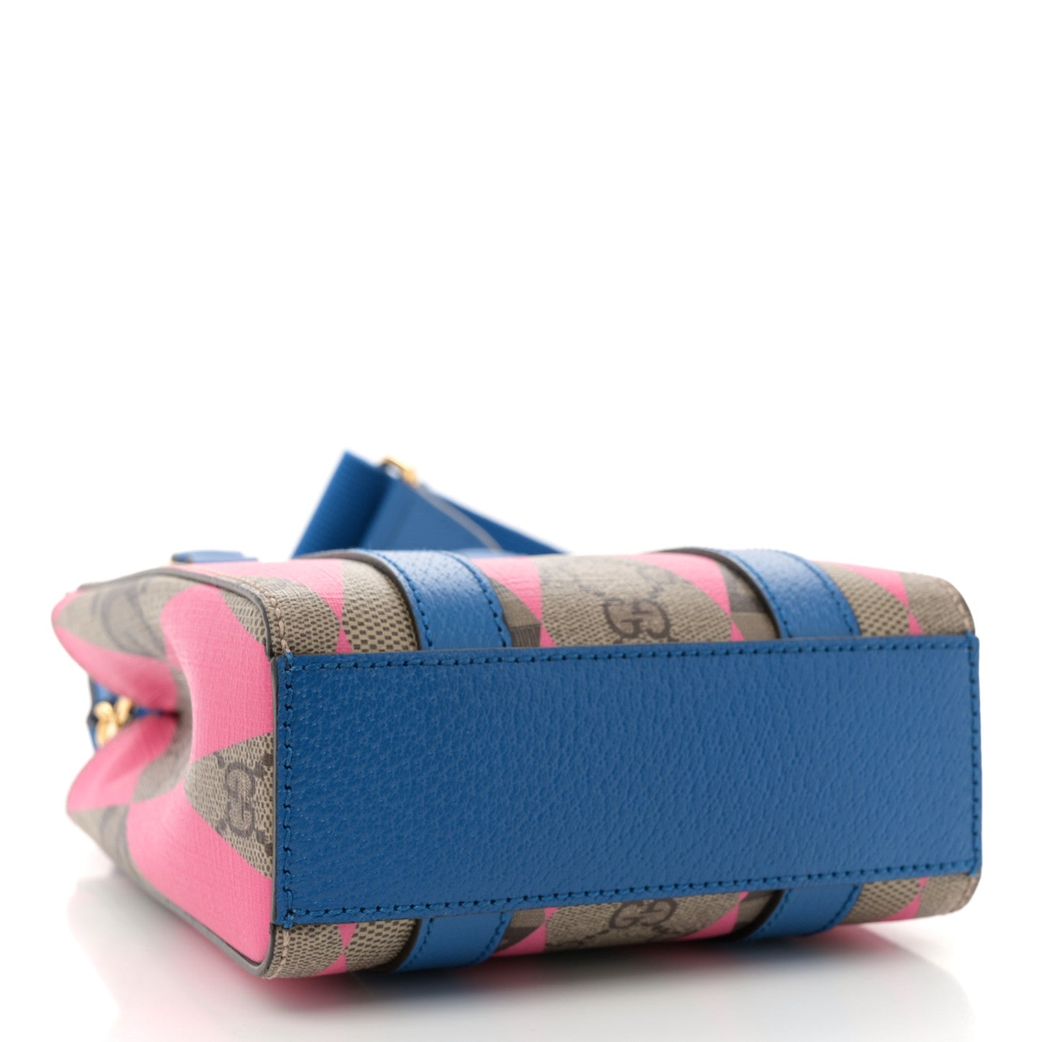 Gucci GG Supreme Monogram Textured Dollar Calfskin Rhombus Mini Tote Bag Beige Ebony Pink Blue 4 of 10