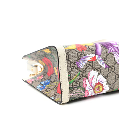 Gucci GG Supreme Monogram Flora Textured Calfskin Small Padlock Tote Beige Ebony Multicolor Mystic White 8 of 9