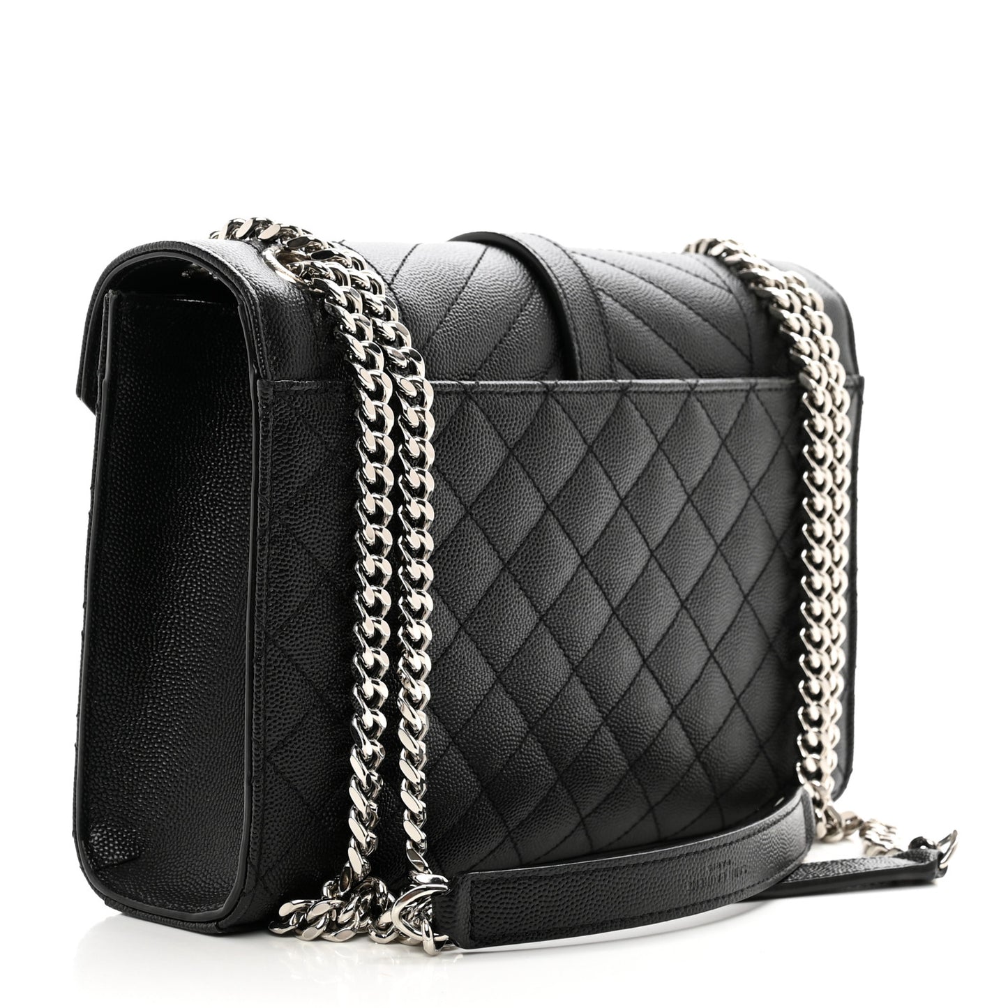 Grain De Poudre Textured Mixed Matelasse Triquilt Medium Monogram Satchel Black