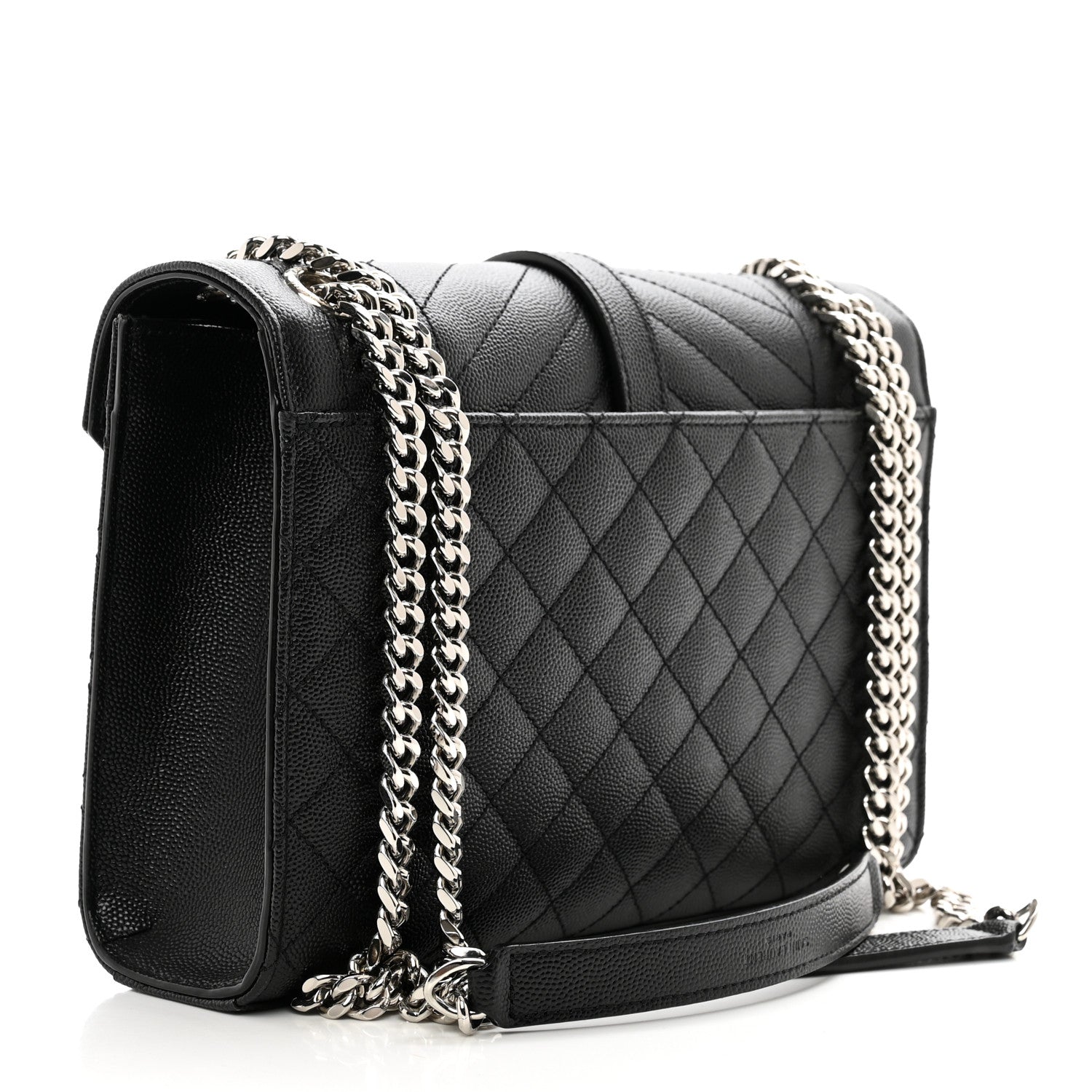 Saint Laurent Grain De Poudre Textured Mixed Matelasse Triquilt Medium Monogram Satchel Black 3 of 10