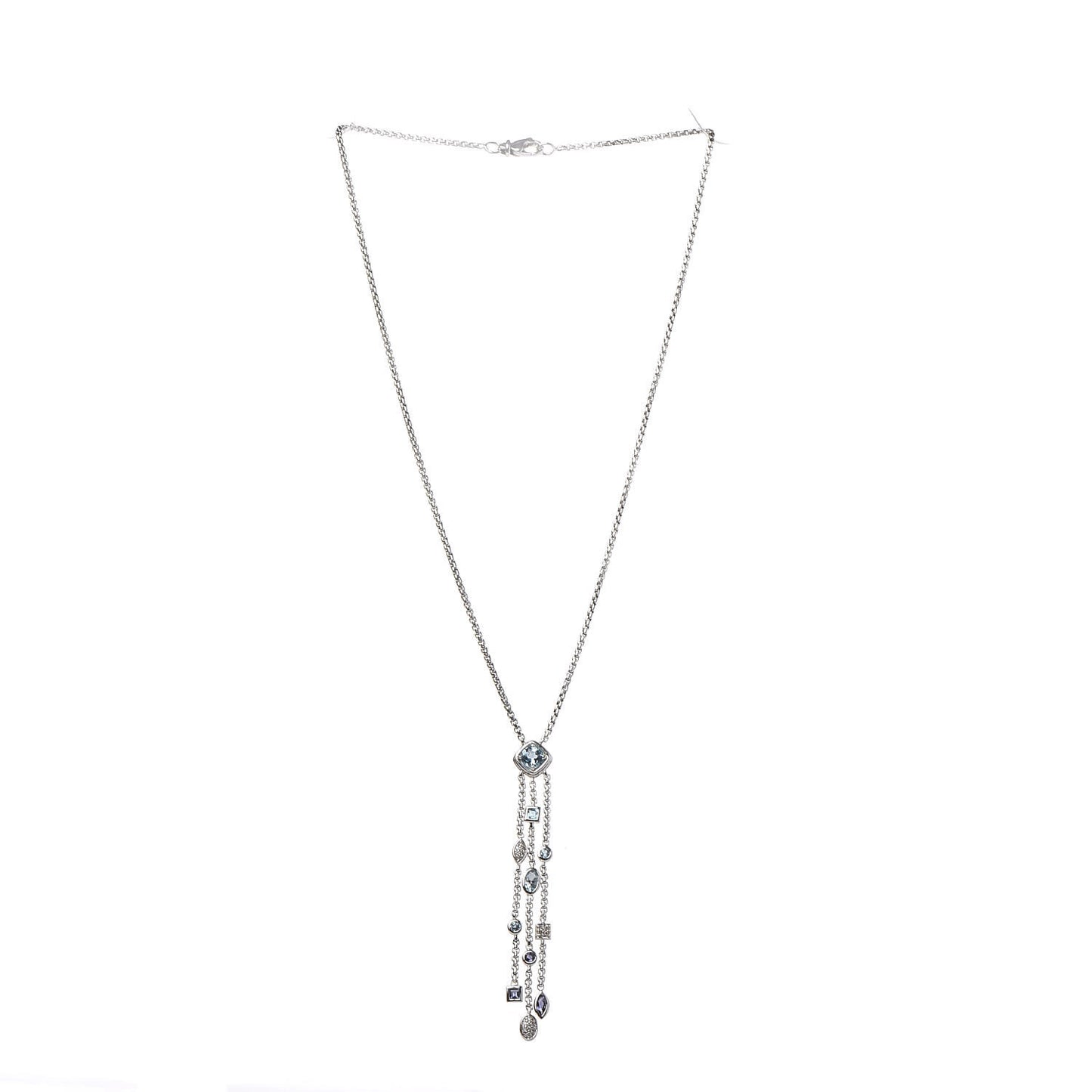 Sterling Silver Diamond Iolite Blue Topaz Confetti Ice Necklace