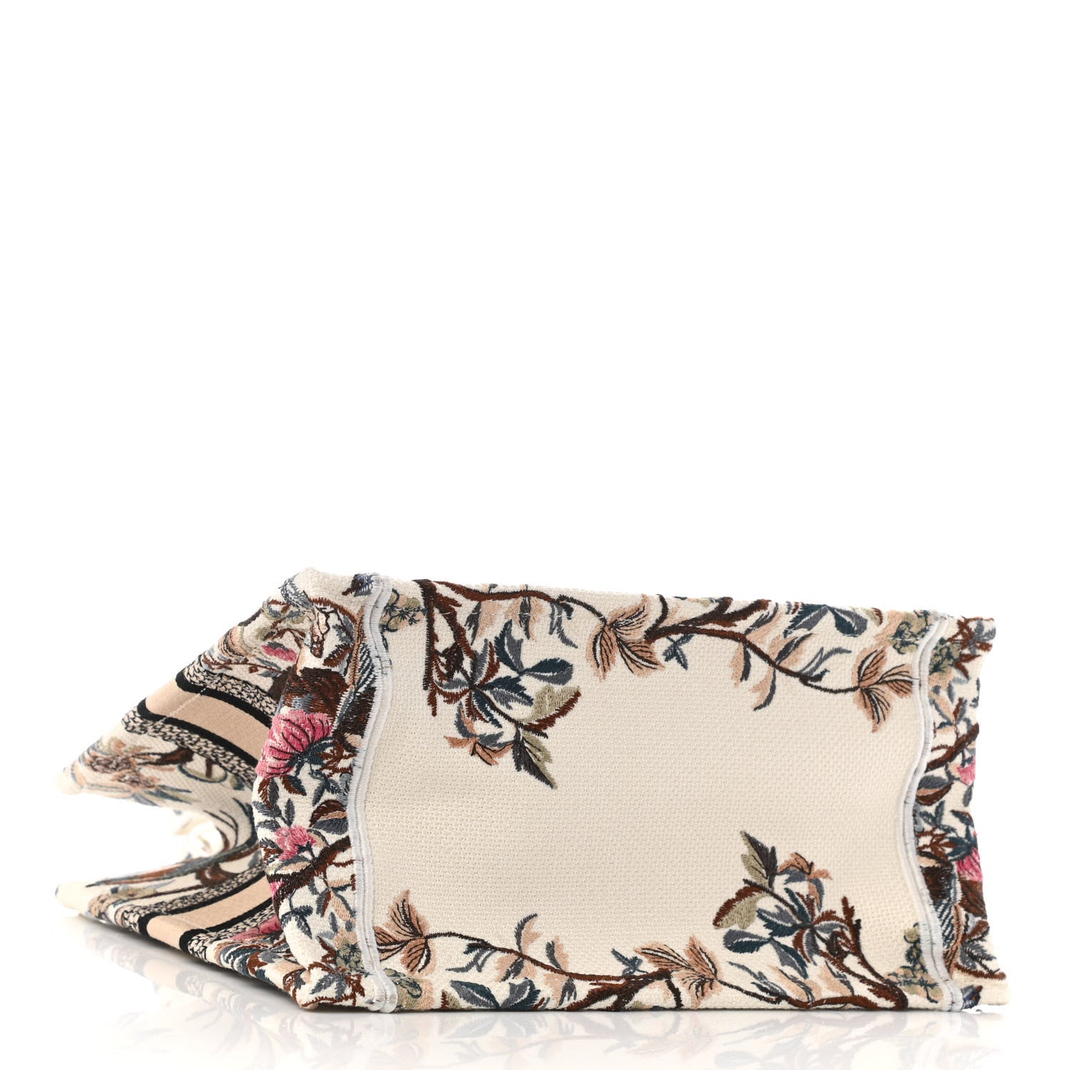 Christian Dior Canvas Embroidered Small Jardin D'Hiver Book Tote Latte Multicolor 4 of 11