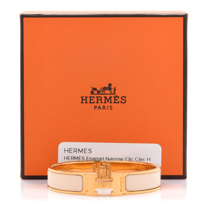 Hermes Enamel Narrow Clic Clac H Bracelet PM Beige Nacre 6 of 6