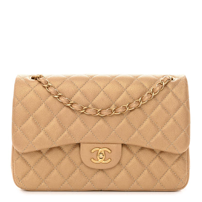 Chanel Pearly Caviar Quilted Jumbo Double Flap Gold 1 of 14