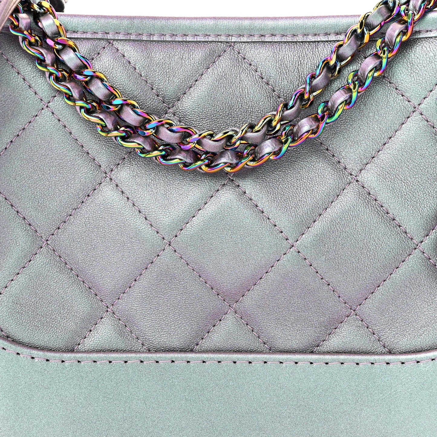 Iridescent Lambskin Calfskin Quilted Small Gabrielle Hobo Light Purple
