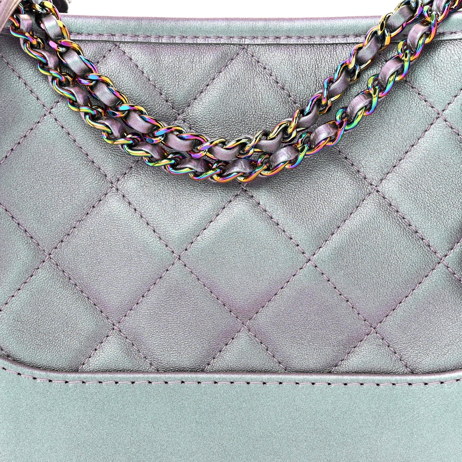 Chanel Iridescent Lambskin Calfskin Quilted Small Gabrielle Hobo Light Purple 8 of 10