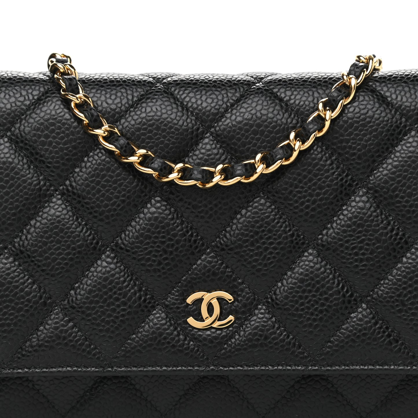 Caviar Quilted Wallet On Chain WOC Black